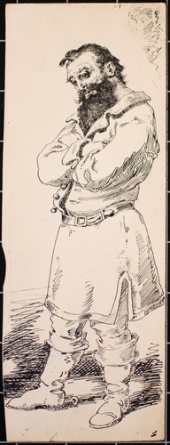 Józef Teofil Smoliński homme en costume Pologne dessin vente en gros encre monogramme vers 1900