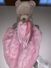 CARTERS Child of Mine Tan BEAR Pink MINKY Rattle Baby LOVEY Security Blanket CC