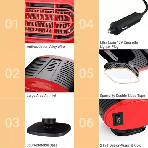 1000W Heater Portable Heating Cooling Fan Defroster Demister for Car Truck 12V - Picture 7 of 8