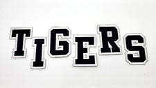 Detroit Tigers Block Letters Black White Iron on Patch Set Jersey Vintage LARGE