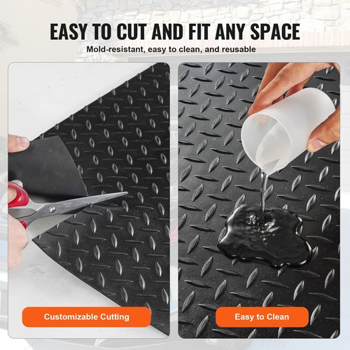 New Diamond-Plate Rubber Flooring Roll SBR Rubber Garage Floor Mat Easy to Clean - Picture 5 of 20