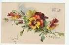 FANCY Card - Old Postcard - Flowers - Embossed Card Thoughts C. KLEIN