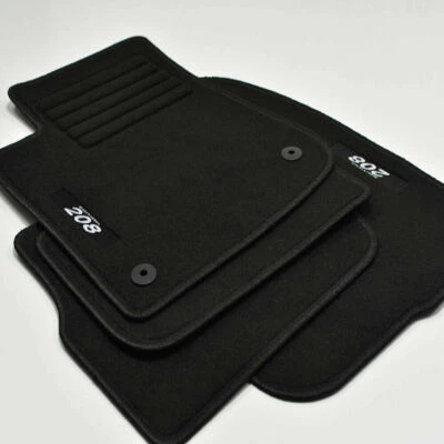 Set 4 Tapis De Sol Peugeot 208 I De 2012 à 2019 Edition Logo Velours Brodé NEUFS