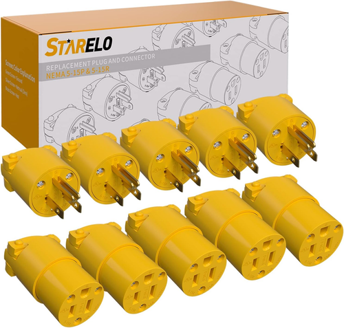 Electrical Replacement Plug & Connector Set Extension Cord Ends Yellow Shell 125 - Picture 11 of 12