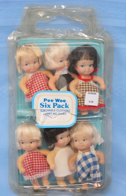 1977 Pee Wee  Six (6) Pack 4''  Doll Uneeda Doll UD CO. China ASSMT 70460