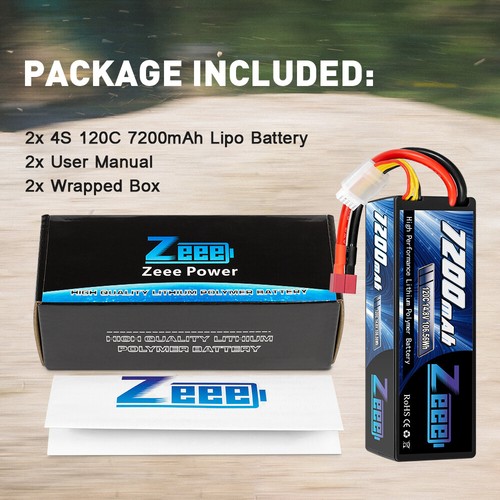 2x Zeee 4S Lipo Battery 14.8V 120C 7200mAh T Plug Hardcase for RC Car Truck Tank - Picture 7 of 8
