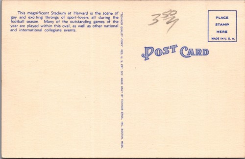 Harvard Stadium Aerial View Cambridge Massachusetts c1930s Postcard UNP 12225.6 - Picture 2 of 7