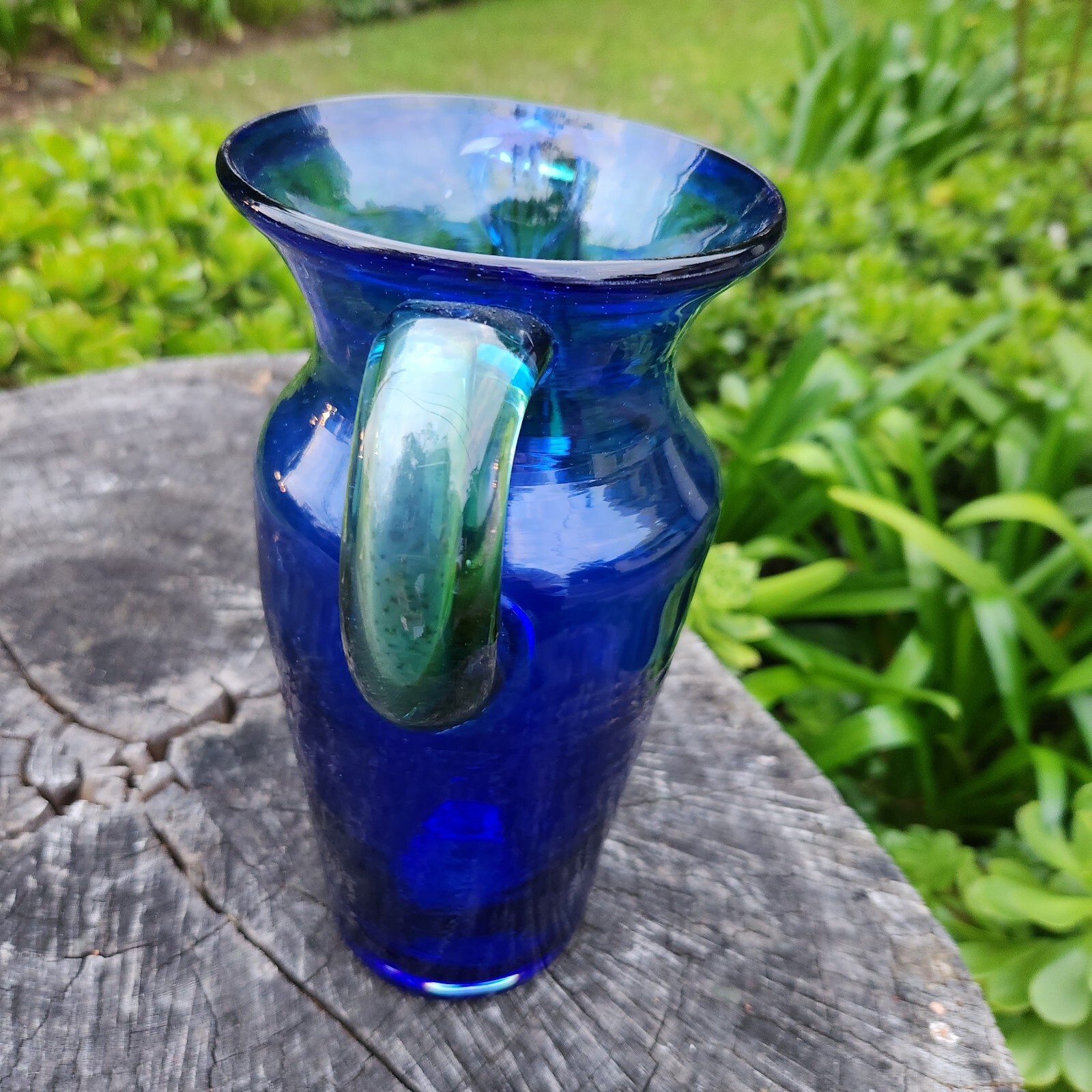 Vintage HAND BLOWN PITCHERS SET with 2 Cobalt Blue Glass Vases eBay