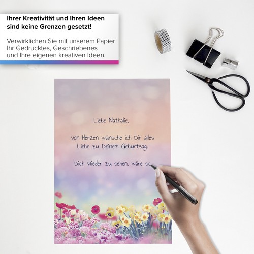 50 Blatt Briefpapier A4 Blumen – Motivpapier für Einladungen Hochzeit Geburtstag - Bild 7 von 10