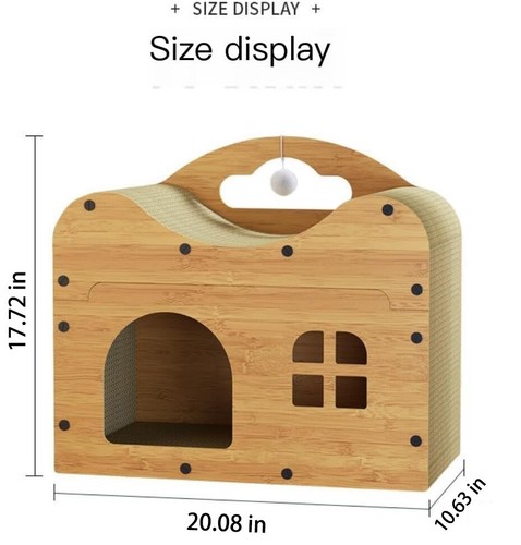 2-in-1 Cat Scratcher & Cozy Bed - Durable Cardboard Lounge Bed with Hanging Toys - Picture 19 of 21