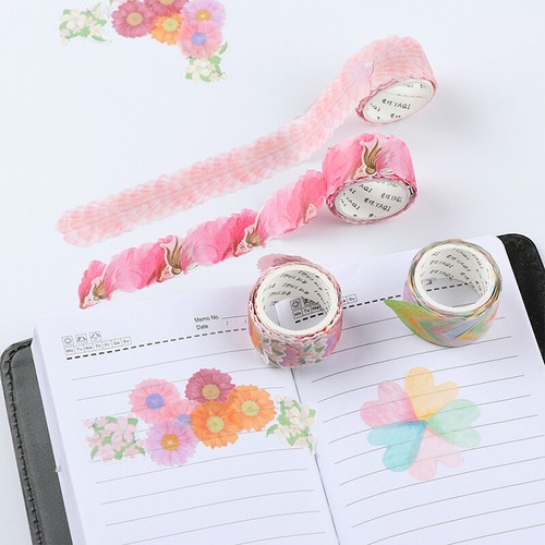 200PCS/Roll Flower Petal Washi Tape Masking Scrapbook Sticker Sticky Paper Craft - Picture 2 of 26