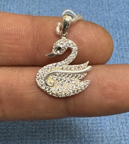 925 Sterling Silber CZ (Zirkonia) Schwan Anhänger/Charm - Bild 1 von 4