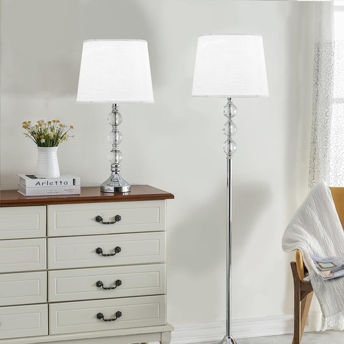 14" Top x 16" Bottom Large White Linen Lampshade Set for Table & Floor Lamps - Picture 11 of 11