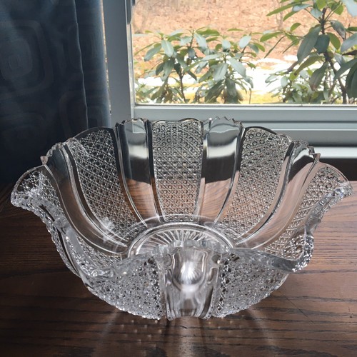Antique EAPG McKee RAINBOW CLEAR Bowl CANE & PANEL Victorian Centerpiece c.1894 - Picture 4 of 7
