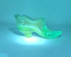 Vintage Fenton Blue Glass Shoe UV Reactive
