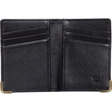 Will Leather Goods Italian Leather Front Pocket Bifold Wallet - Black NEW