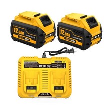 2 Packs 12000mAh DCB612-2 Battery and DCB102 Charger Replacement for Dewalt 2...