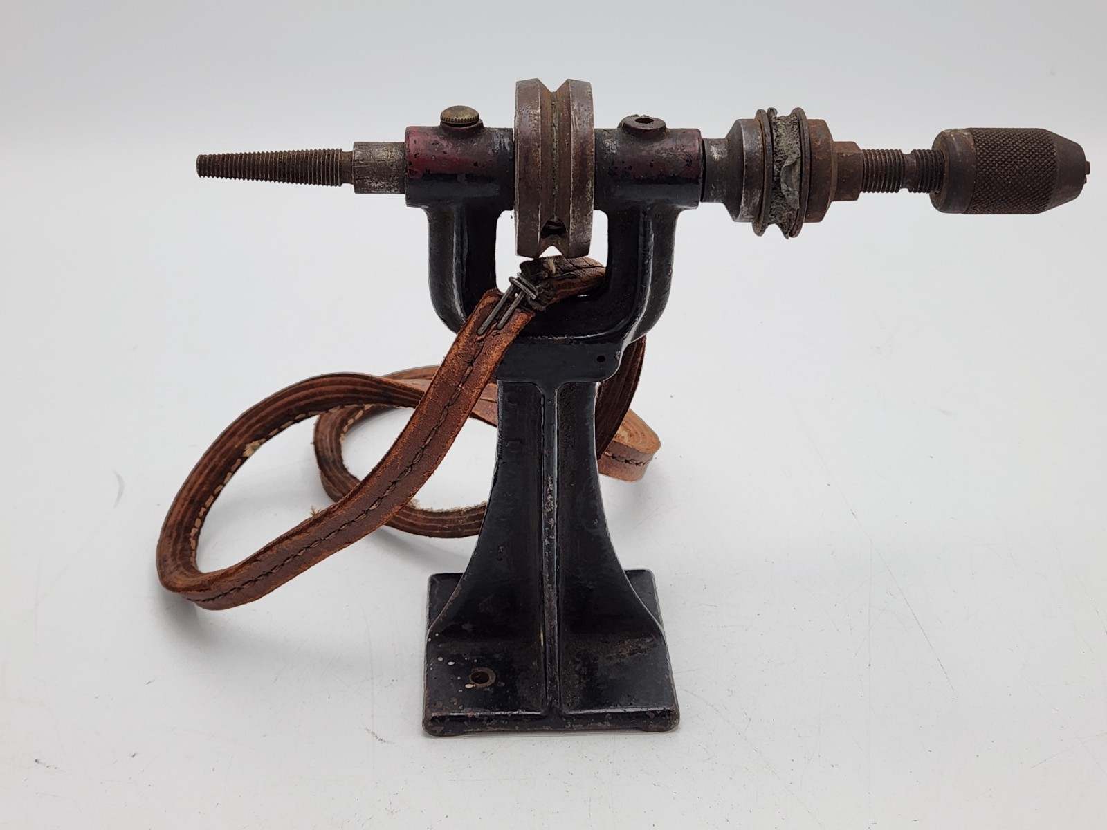 Antique/Vintage Cast Iron Bench Grinder Arbor Belt Driven Sander Tabletop Tool