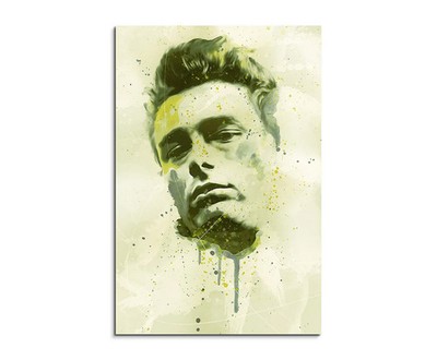 60x90cm James Dean Splash Kunstbild als Aquarell auf Leinwand