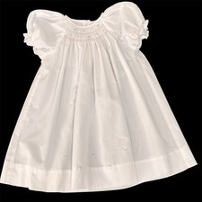 Petit Ami Hand Embroidered Smocked Baby Girl's Dress 6M White Pastel Flowers