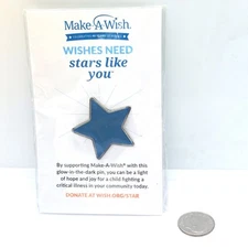 Make A Wish Wishes Need Stars Like You Lapel Pin Blue Glow In The Dark Charity
