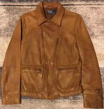 Polo Ralph Lauren Lambskin Leather Riders Jacket S Camel Brown Distressed RARE