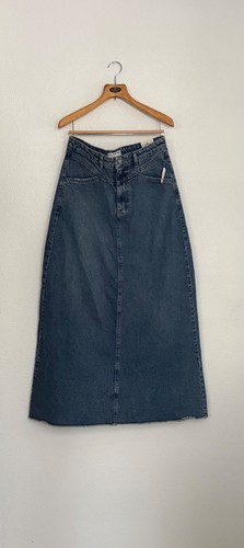 NWT Free People Women's Come As You Are Denim Maxi Skirt Dark Indigo Size 8