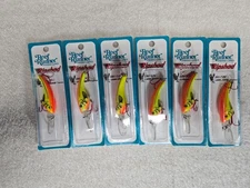 6 Packs, Reef Runner 3 3/8" Ripshad 200 Crankbait Max Diving Flame 200-97, New!