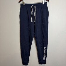 Calvin Klein Jogger Sleep Pants Sz M Women Sweatpants Drawstring Navy Terry Logo