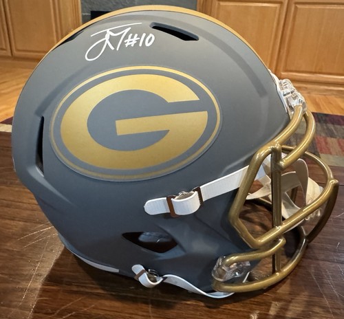 Jordan Love Autographed Green Bay Packers Slate Full Size Helmet Witness Beckett - Picture 3 of 12