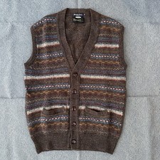 Vintage Barney  s NY British Piper Kobac Fair Isle Cardigan Vest SM Japan Drake  s