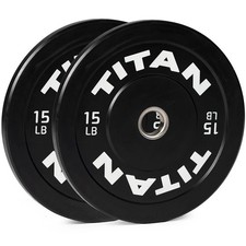 Titan Fitness 15 LB Pair Economy Series Black Olympic Bumper Plates