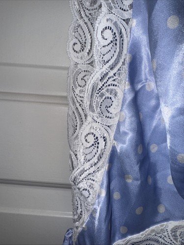 Vestido sin Mangas Valentino Intimo Vintage Azul Marfil Lunares Sedoso Camisón Talla L - Imagen 11 de 13