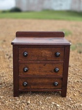 RARE - 19th centry Miniature Antique Chest, SALESMAN SAMPLE 3 drawers soft wood