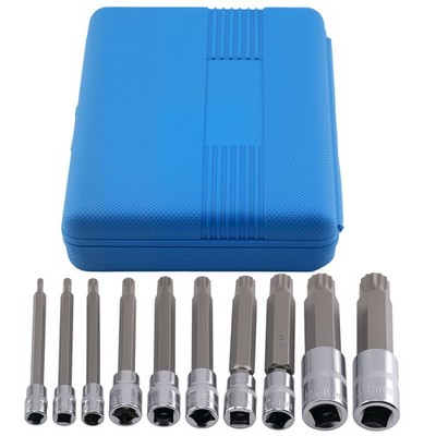 10 Piece Spline Bit Socket Set Metric M4 M6 M8 M10 M12 M14 M16 M18 S2 4''