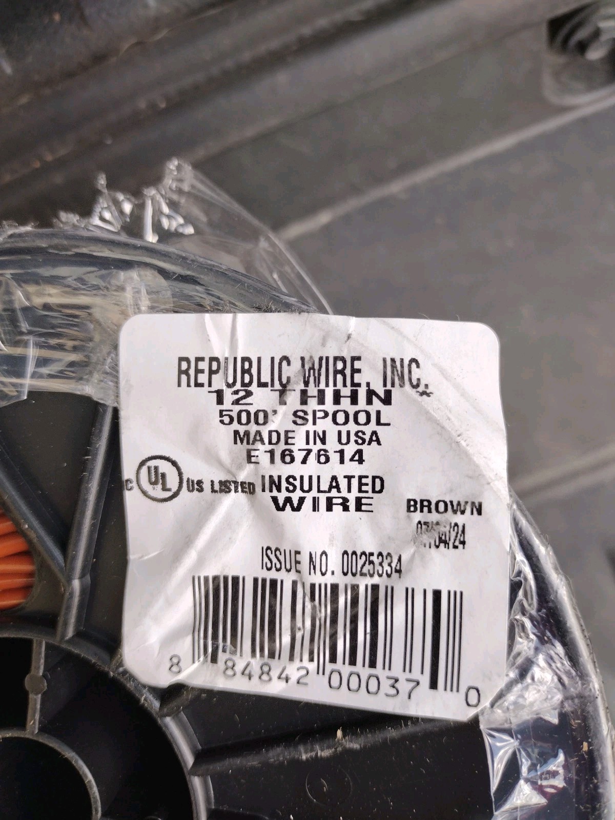 Brown Solid 12 AWG Copper Wire 500 FT 600V 