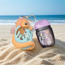 Bath  Body Works Pocketbac Holder w/Hand Sanitizer Gel Seahorse Ocean Sea Horse