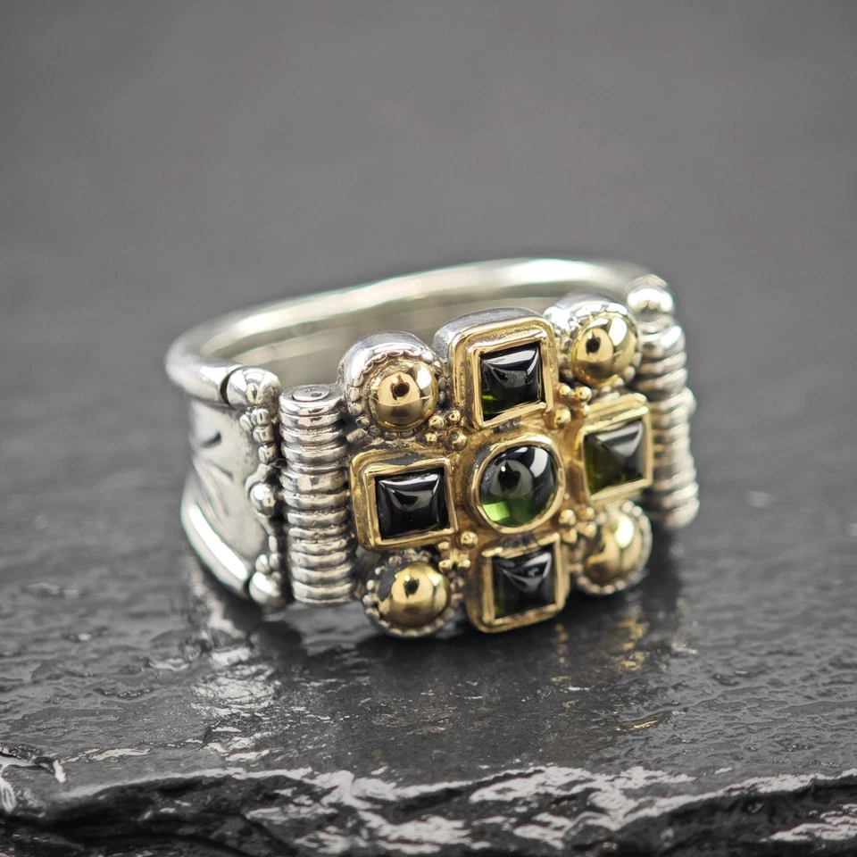 Anillo Gerochristo Oro 18k Acento Cruz Plata Esterlina Talla 7 1/2 Foto 4 de 4