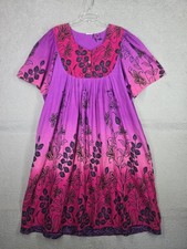 Pink Floral House Dress XXL With Pockets Casual Short Sleeve Lounge Midi