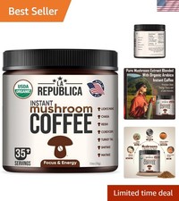 La Republica Instant Mushroom Coffee Organic 100 Arabica Coffee with Lion ...