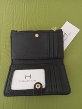 HALSTON Black Leather Wallet Card Holder