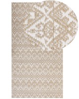 Teppich Jute Beige/Weiß 80X150 Cm Geometrisches Muster Kurzflor Modern Atima