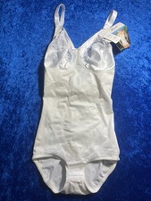 Vintage Lilyette Body Briefer 34d Embroidered Minimizer Girdle NWT White Nylon