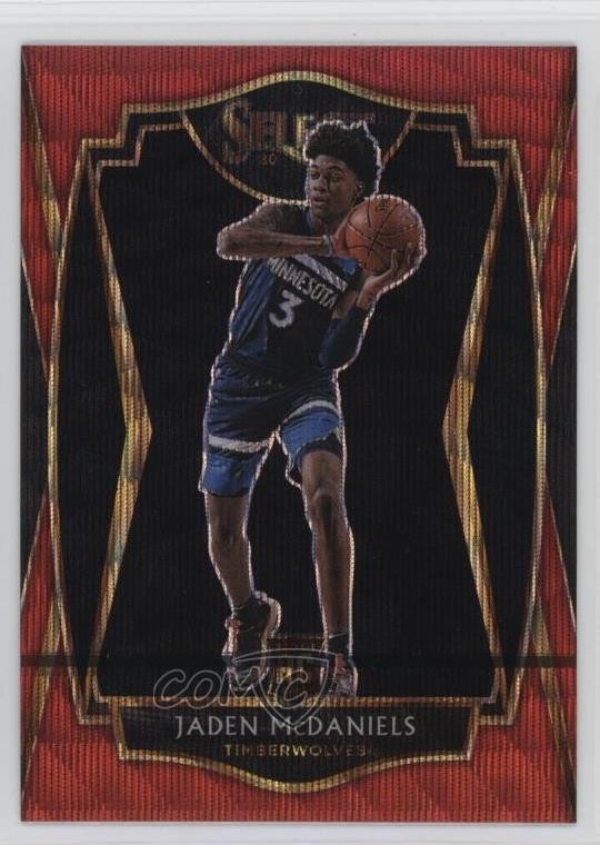 2020-21 Panini Select Premier Level Red Wave Prizm Jaden McDaniels Rookie RC rf2