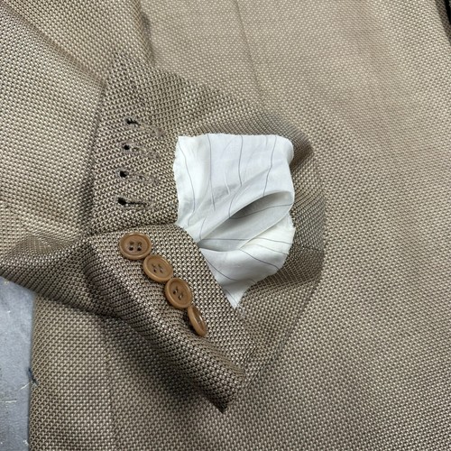 Canali Silk / Wool Blazer Birdseye Sport Coat Beige Italy Surgeons Cuff 44L - Picture 5 of 12