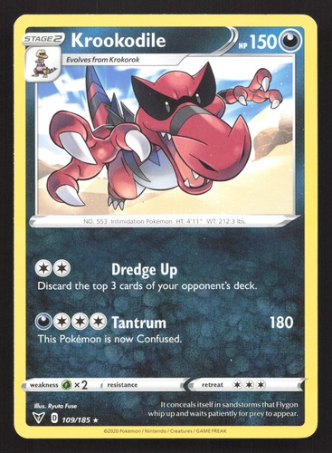 Pokemon Krookodile Rare SWSH04: Vivid Voltage 109/185 NM - Picture 1 of 2