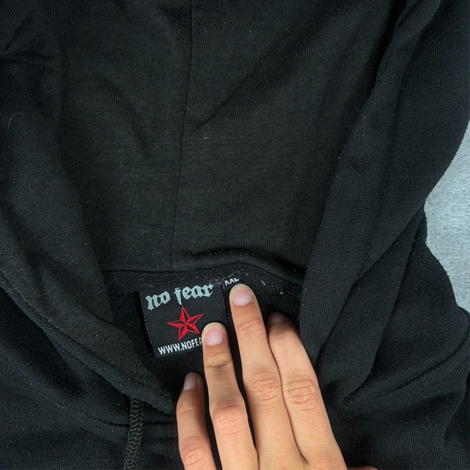 Vintage No Fear 2000's Alt Skater Black Skull Oversized 2XL Pullover Hoodie image 5