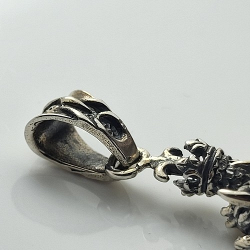 VTG Large Dragon Cross Pendant Sterling Silver 925 Regal Crown - Picture 7 of 18