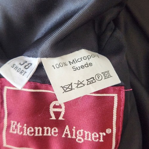 Vintage Etienne Aigner 100% Micropoly Suede Black Suit Jacket Size 38 short - Picture 6 of 8