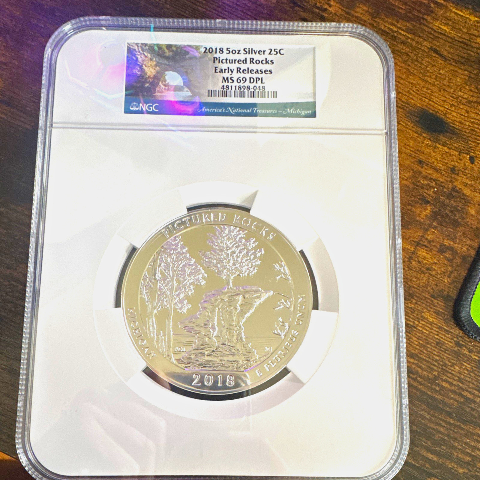 2018 America the Beautiful Pictured Rocks 25C 5 oz .999 Silver Business (P)